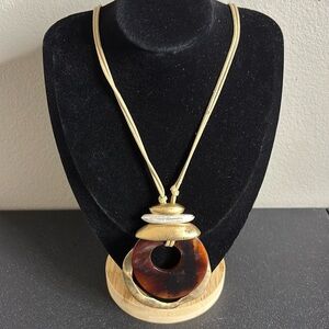 Gardenia Long Geometric Infinity Pendant Wax Cord Necklace​​​​​​​